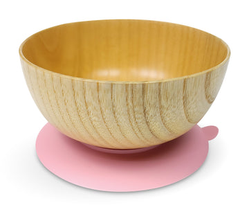 Natural Bamboo Suction Bowl with Spoon and Fork Set